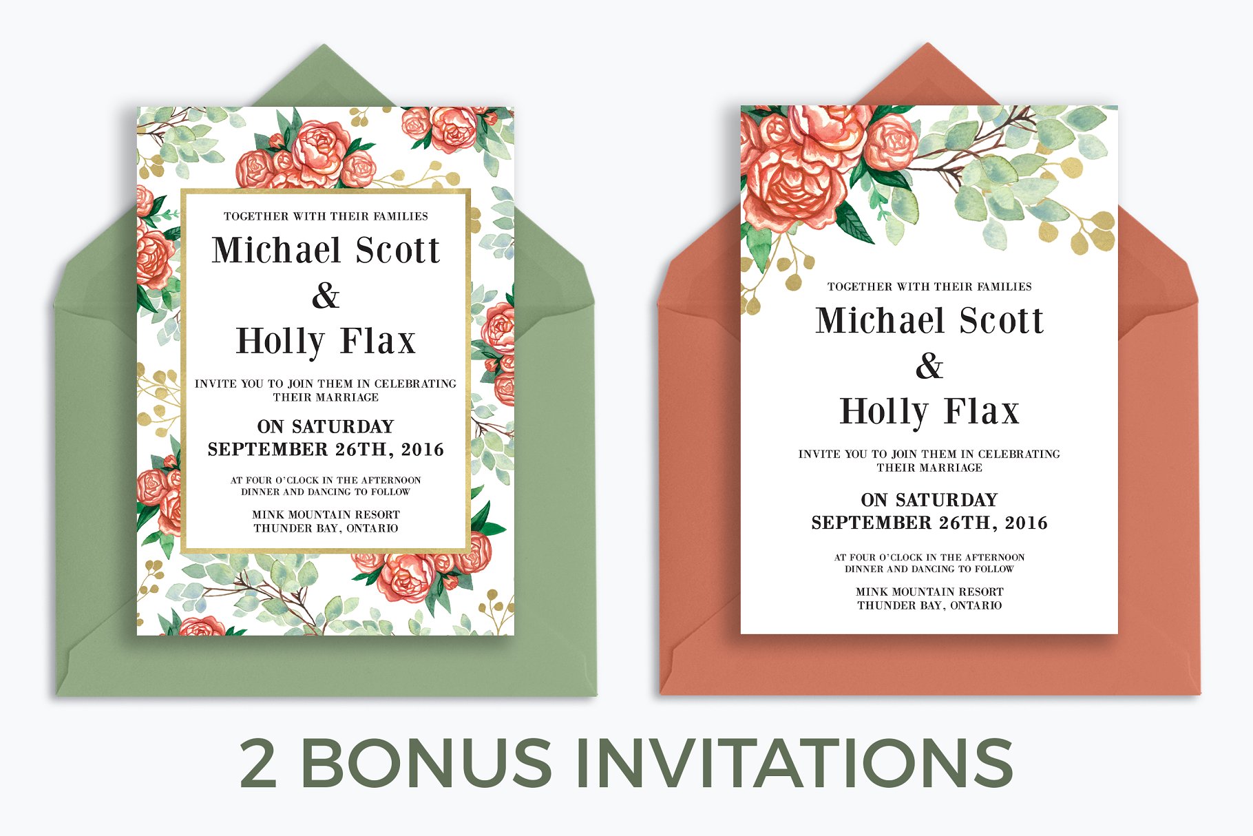 夏日水彩花卉婚礼邀请函套装 Summer Watercolor Wedding Suite插图(2)