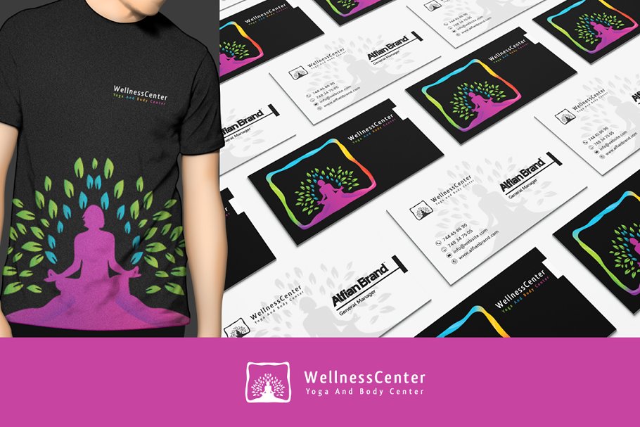 瑜伽培训机构Logo模板 Yoga Wellness Logo插图(1)