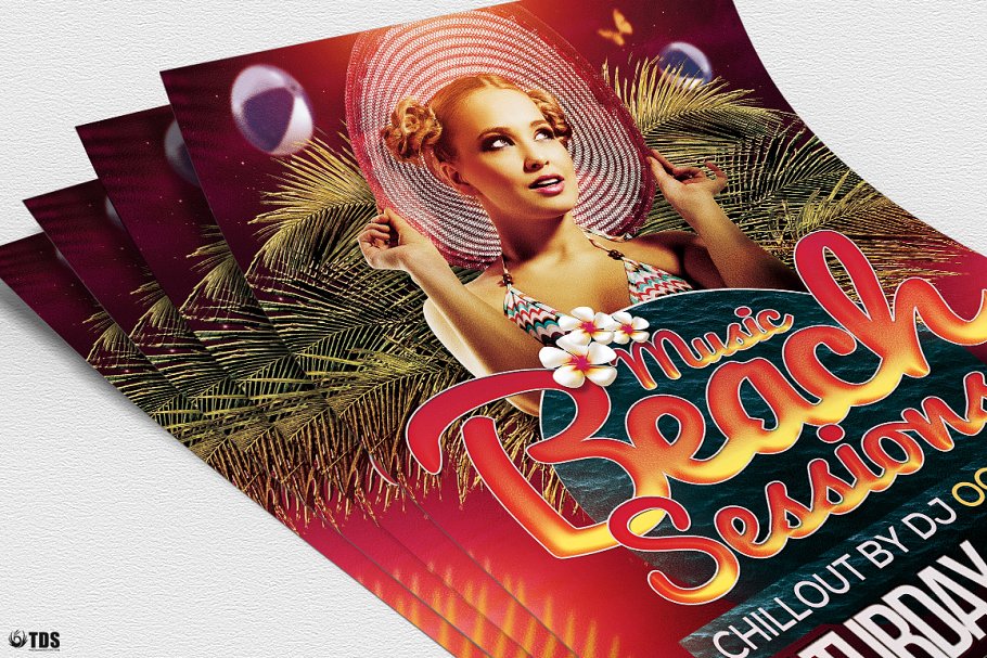 沙滩之夜海滩派对活动传单PSD模板 Beach Night Sessions Flyer PSD插图(4)