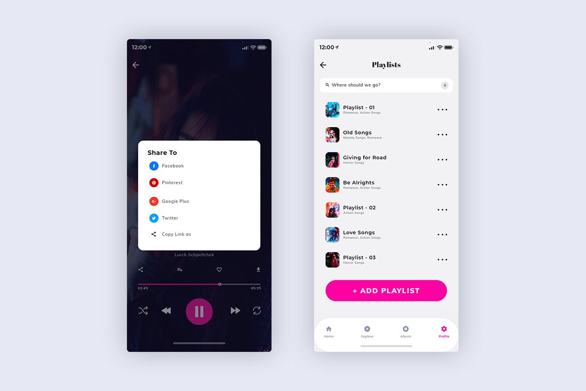 在线音乐播放听歌APP应用UI设计XD模板[日间模式版本] Xonique-Music MobileApp UI Kit Light Version (XD)插图(2)