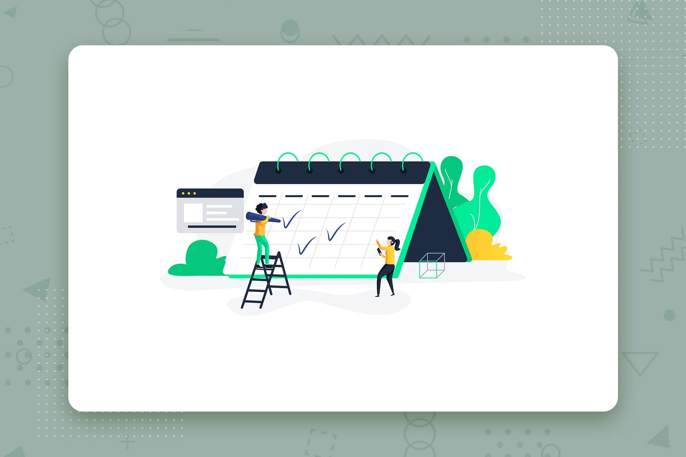 日程计划管理扁平设计风格矢量概念插画 Planing Schedule flat vector illustration concept插图