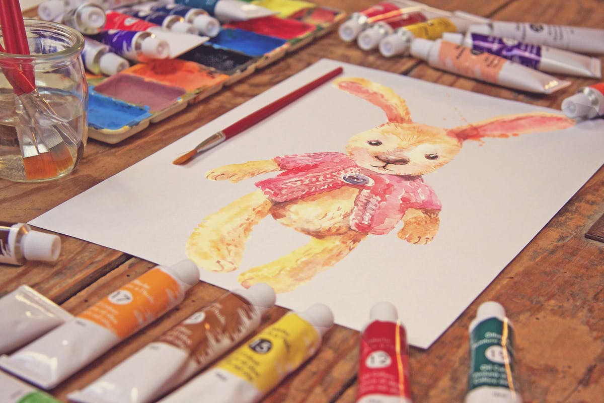 画室创作场景画纸样机模板v2 Paper & Brush插图