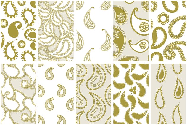 现代佩斯利涡纹旋花呢无缝图案纹理 Modern Paisley Seamless Patterns插图(6)