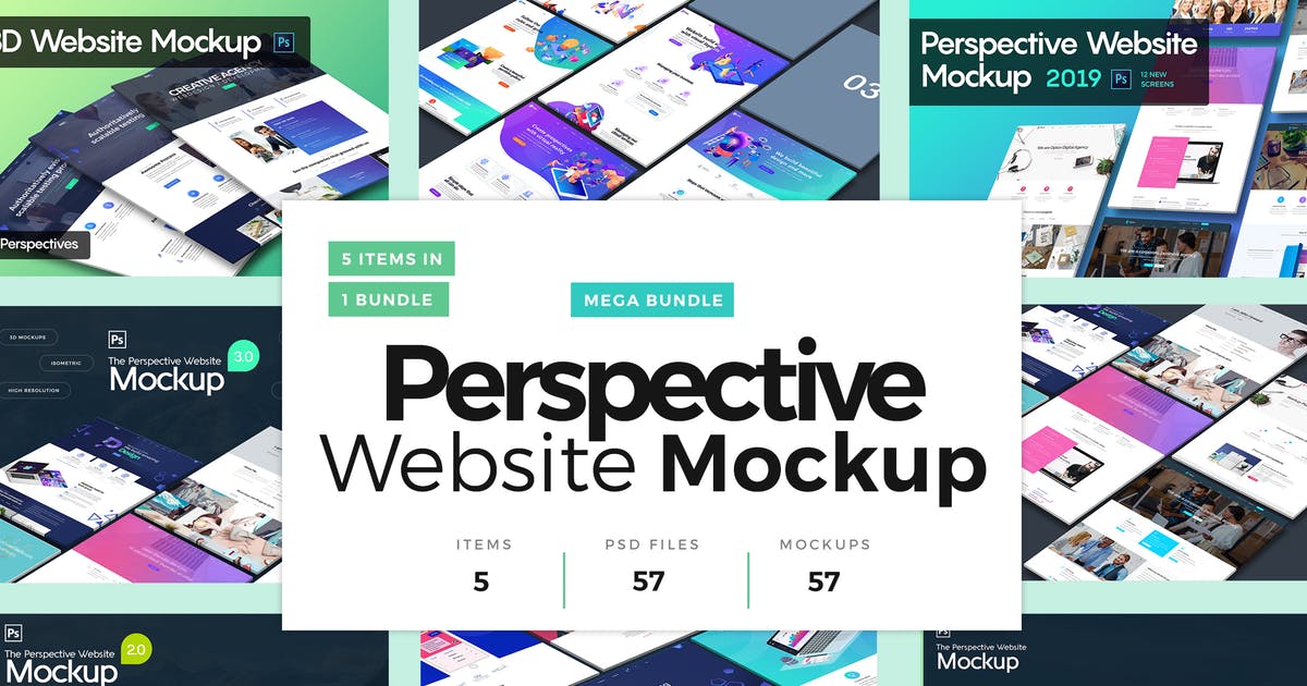 网站透视图展示样机超级套装插图