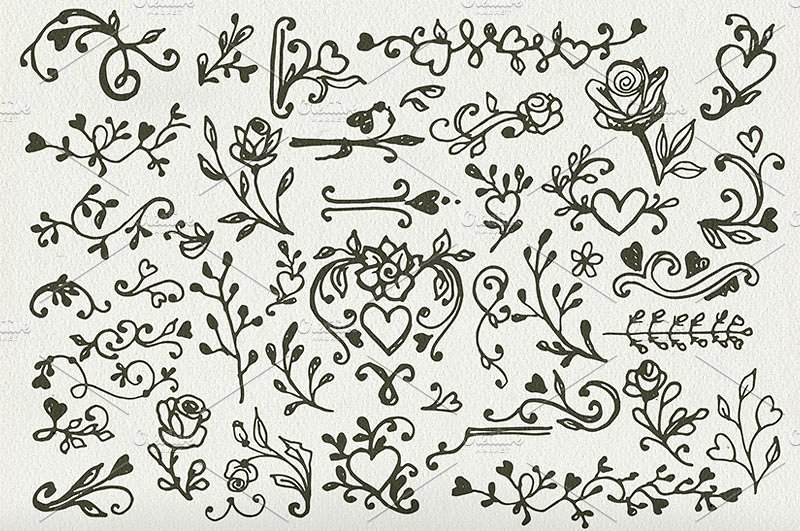 200个常用情人节手绘素材包[PSD,EPS]插图(4)