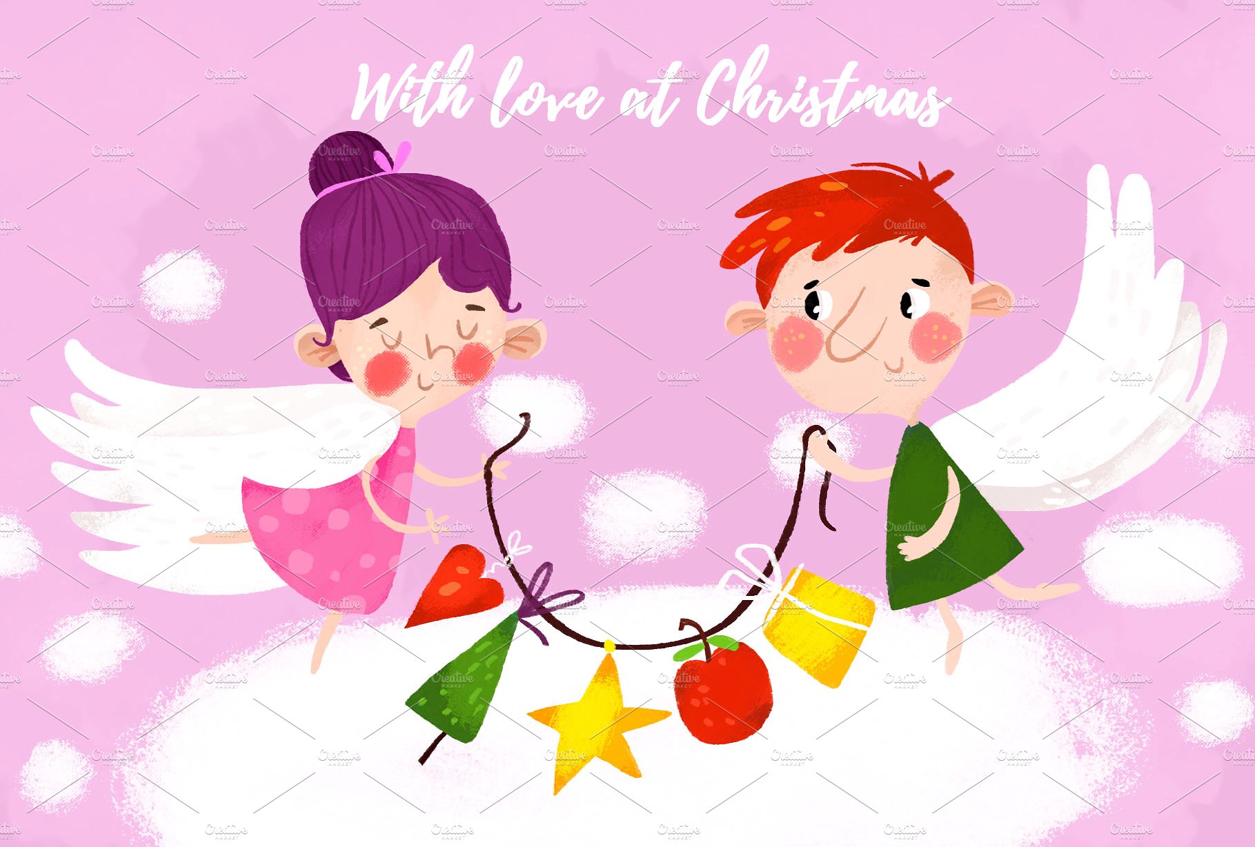 12张可爱手绘圣诞节明信片插图(4)