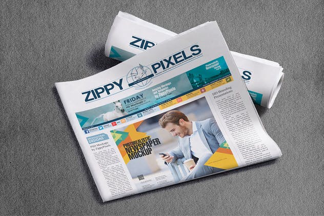 大规格新闻广告报纸印刷品样机 Broadsheet Newspaper Mockups插图(1)