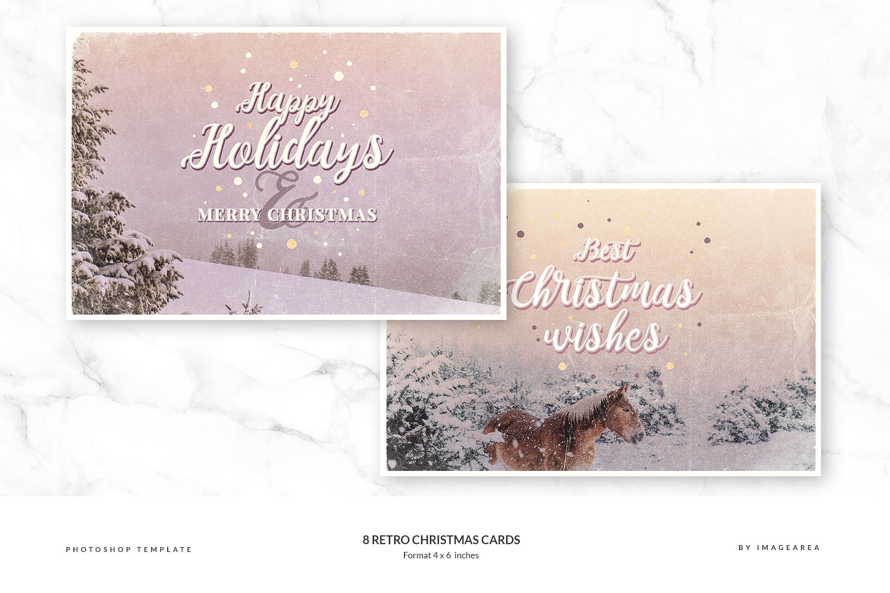 复古风圣诞节贺卡模板 Retro Christmas Cards插图(3)