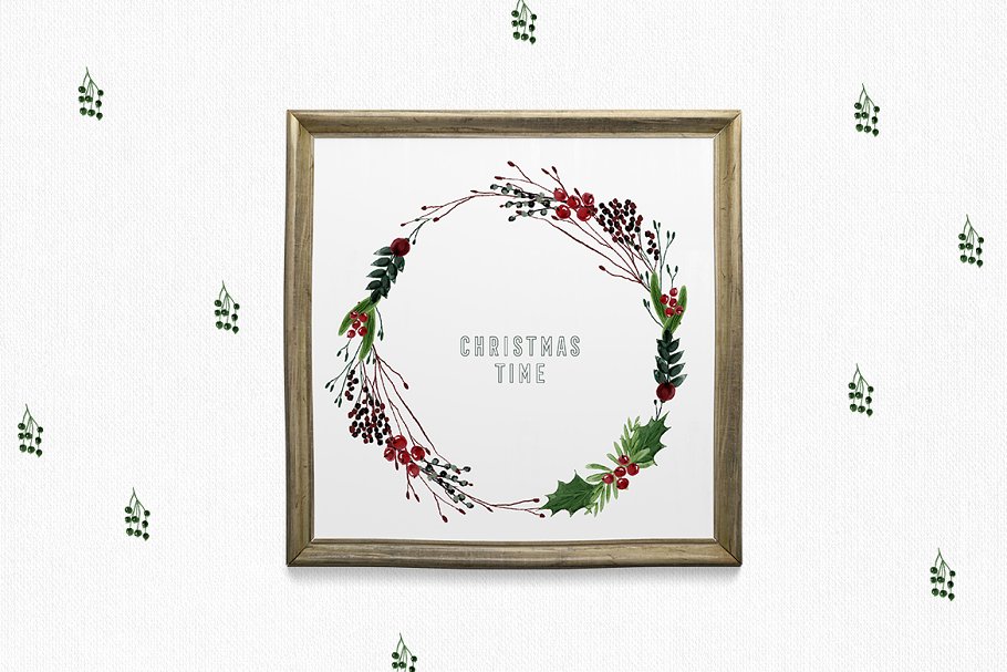圣诞节主题手绘花卉素材集 Christmas Time Collection插图(4)