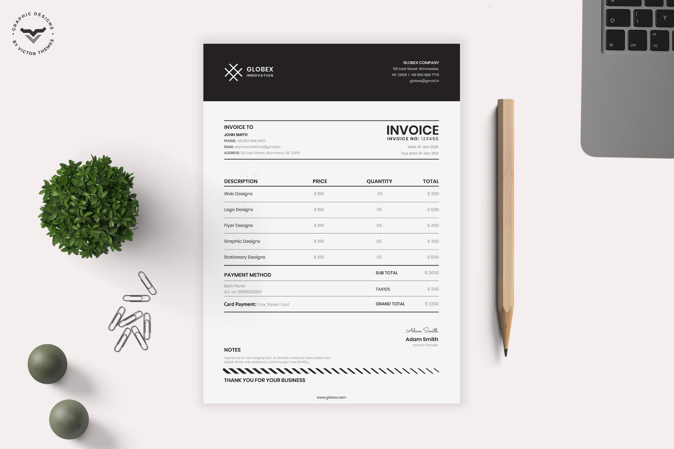 极简主义企业服务清单发票/票据模板 Minimal Invoice Template插图