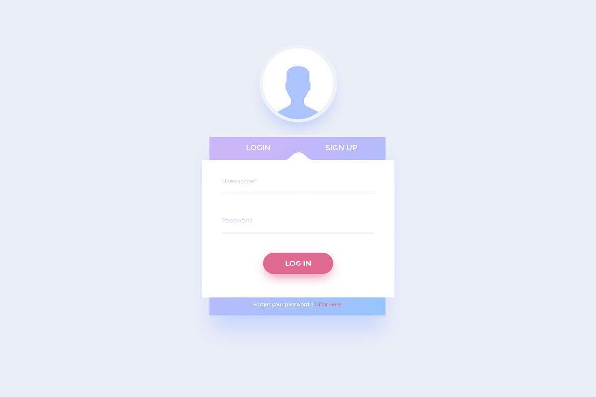 极简主义设计风格网站登陆注册表单窗口UI模板 ADL – Login Screen.02插图