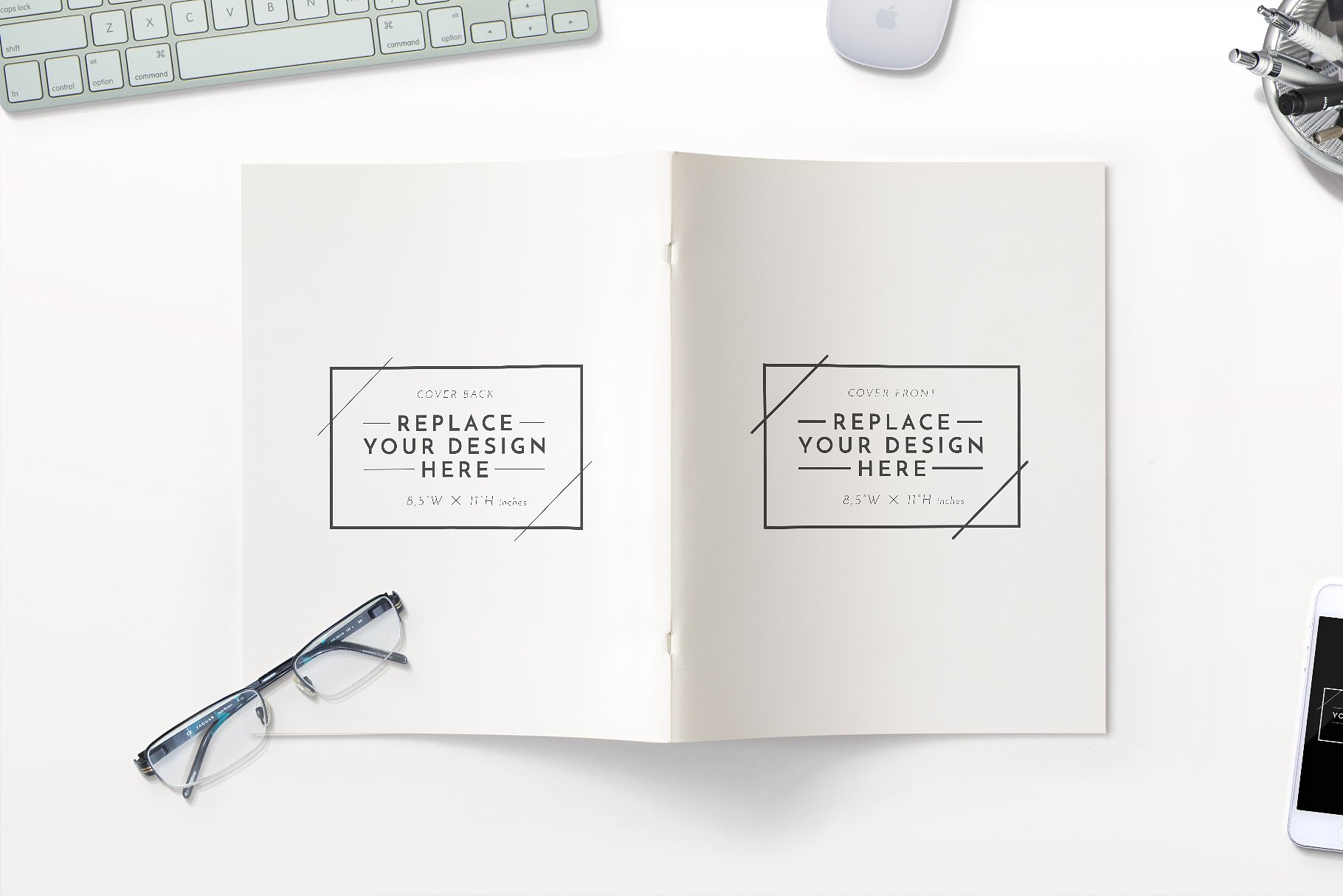 小册子外观设计展示样机模板 US Portrait Brochure Mockups插图(4)