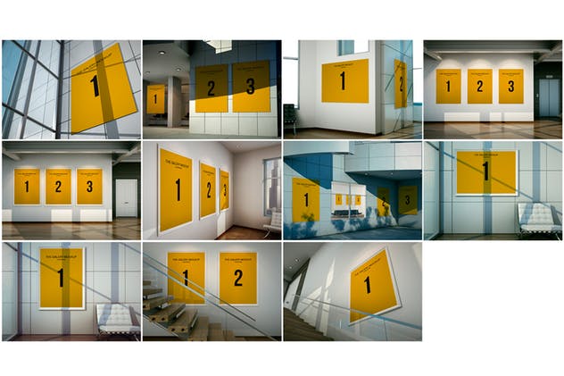 博物馆展厅室内画廊样机模型1 Gallery Mockup 1插图(5)