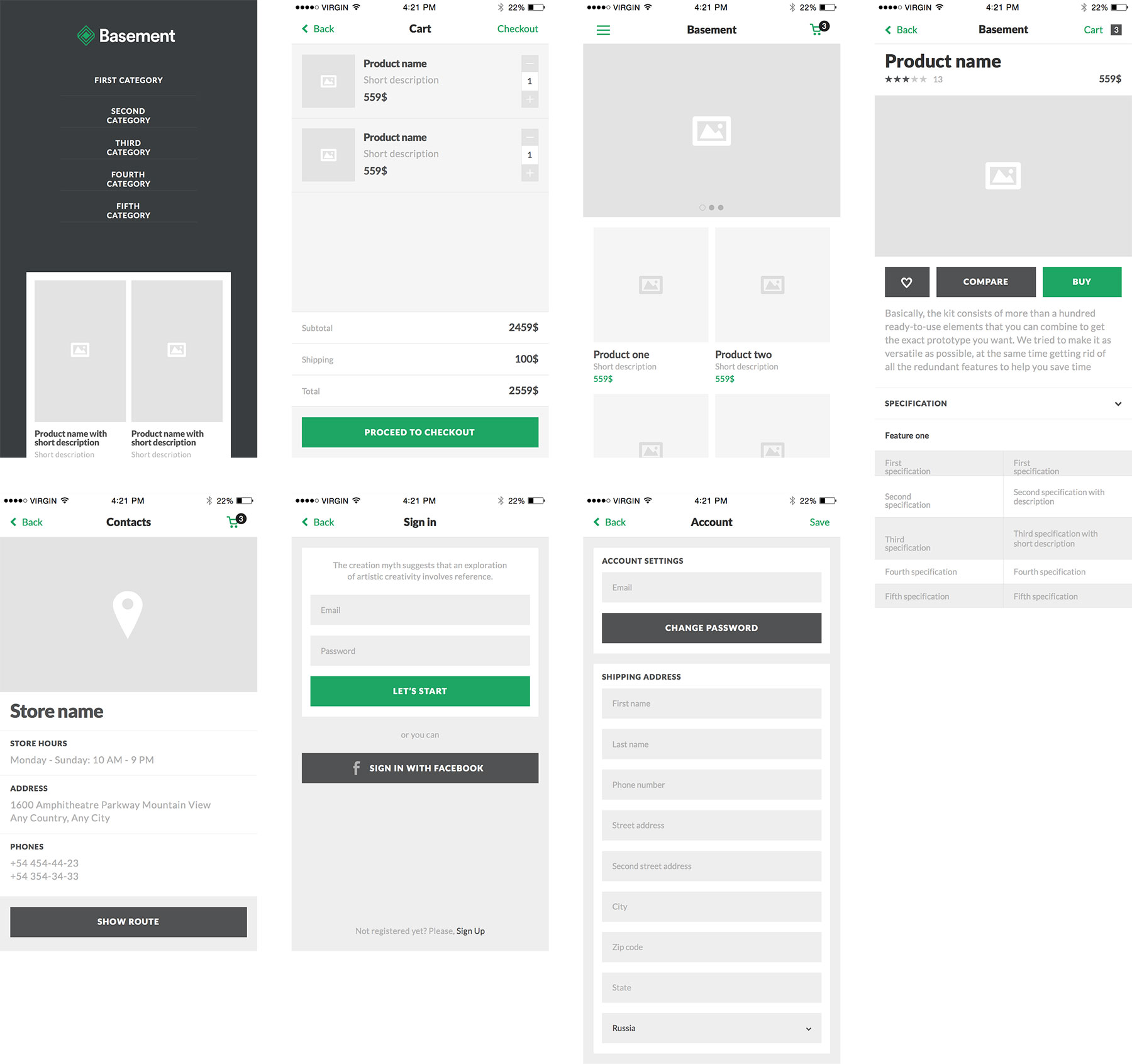 Ecommerce Wireframe Kit