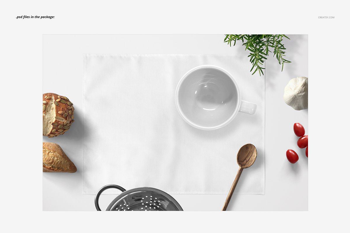 餐具垫子杯垫样机套装Mockup插图(2)