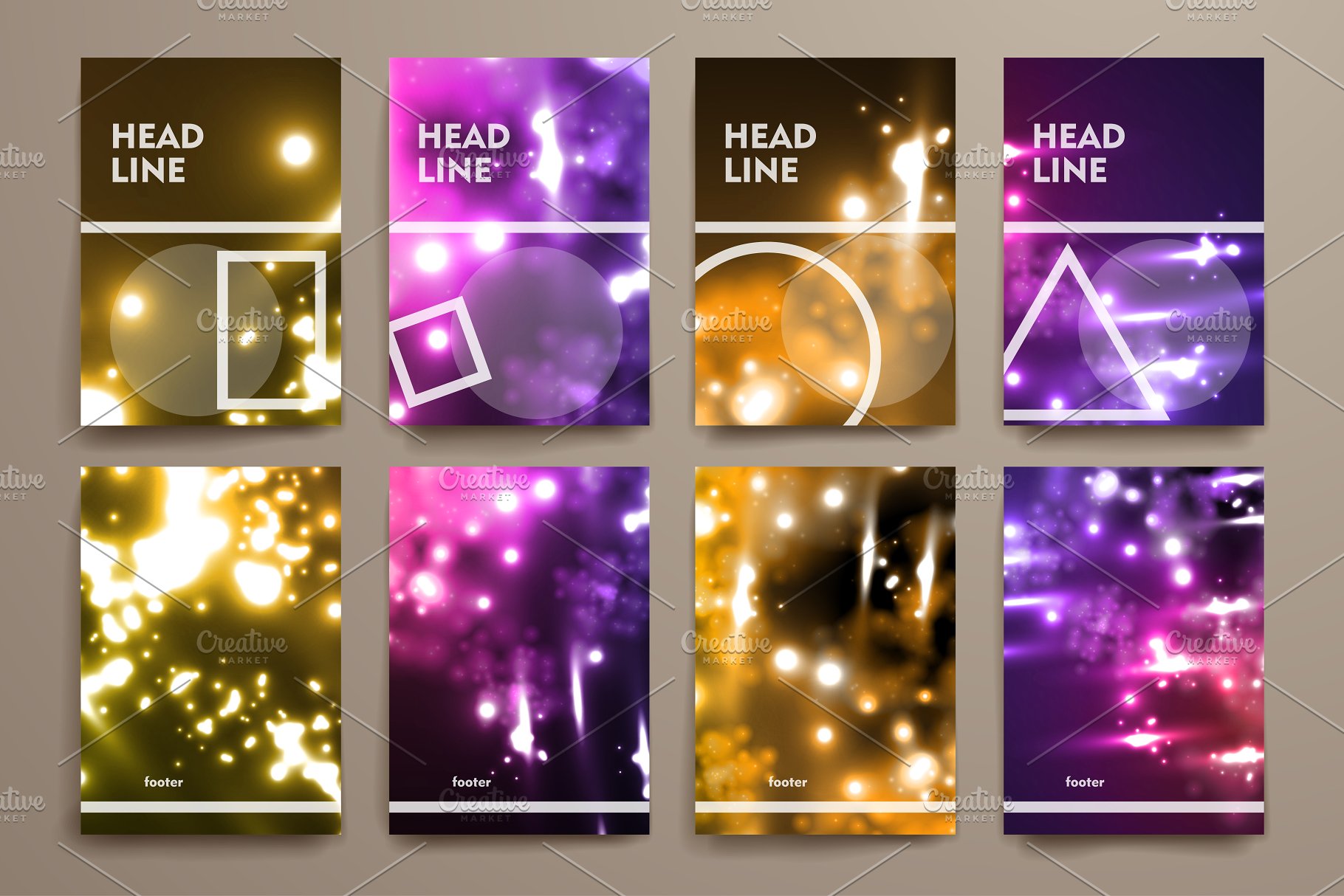 荧光斑驳光点背景画册模板 Set of Abstract Brochures插图(2)