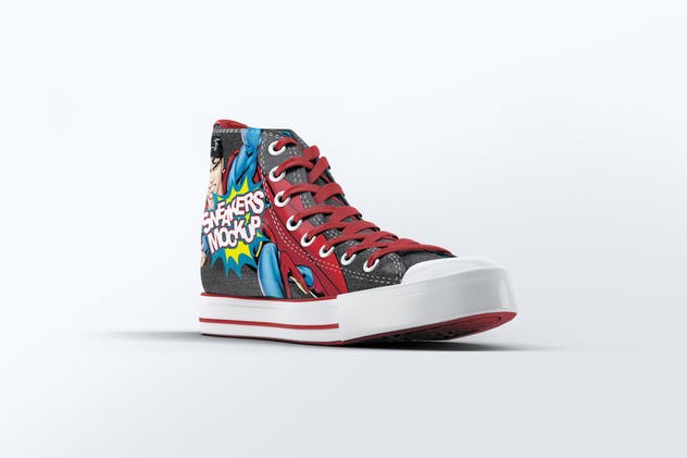 牛仔休闲运动鞋样机模板 Sneakers Mock-Up v1插图(5)