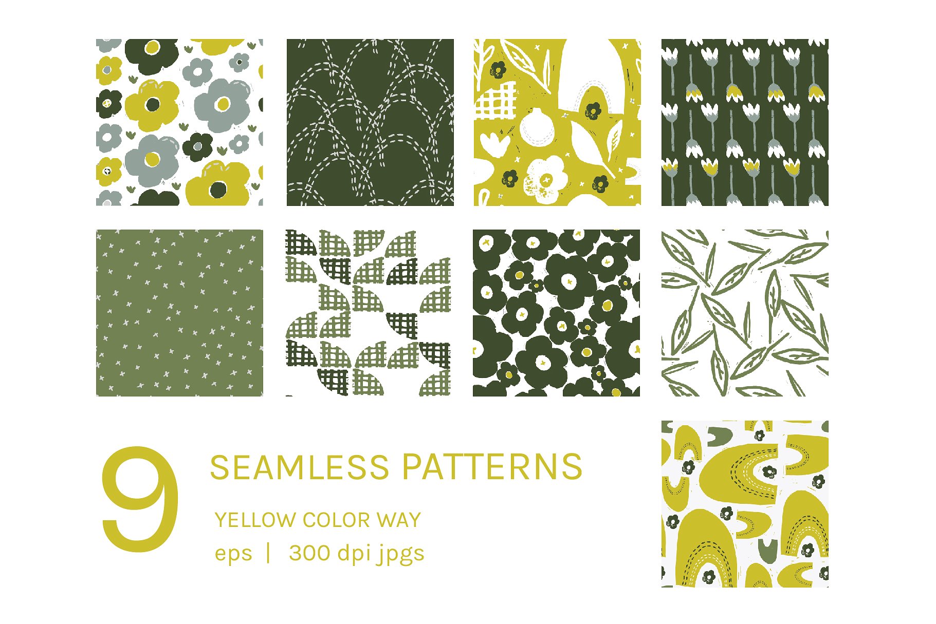 手绘花卉剪影无缝纹理 Floral Silhouette | Seamless Pattern插图(3)