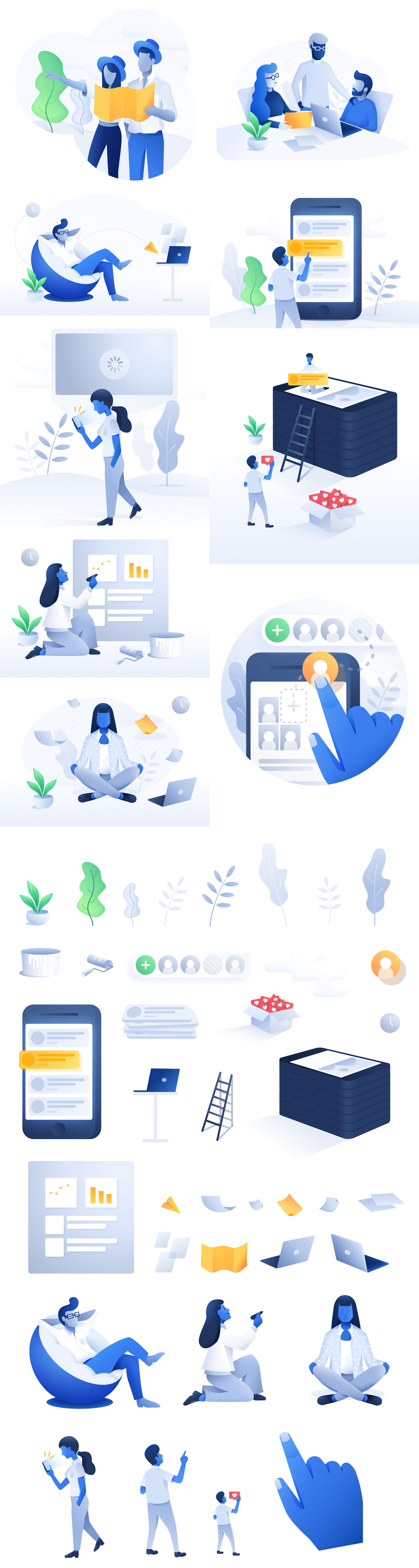 9 张亮色移动与互联网插画