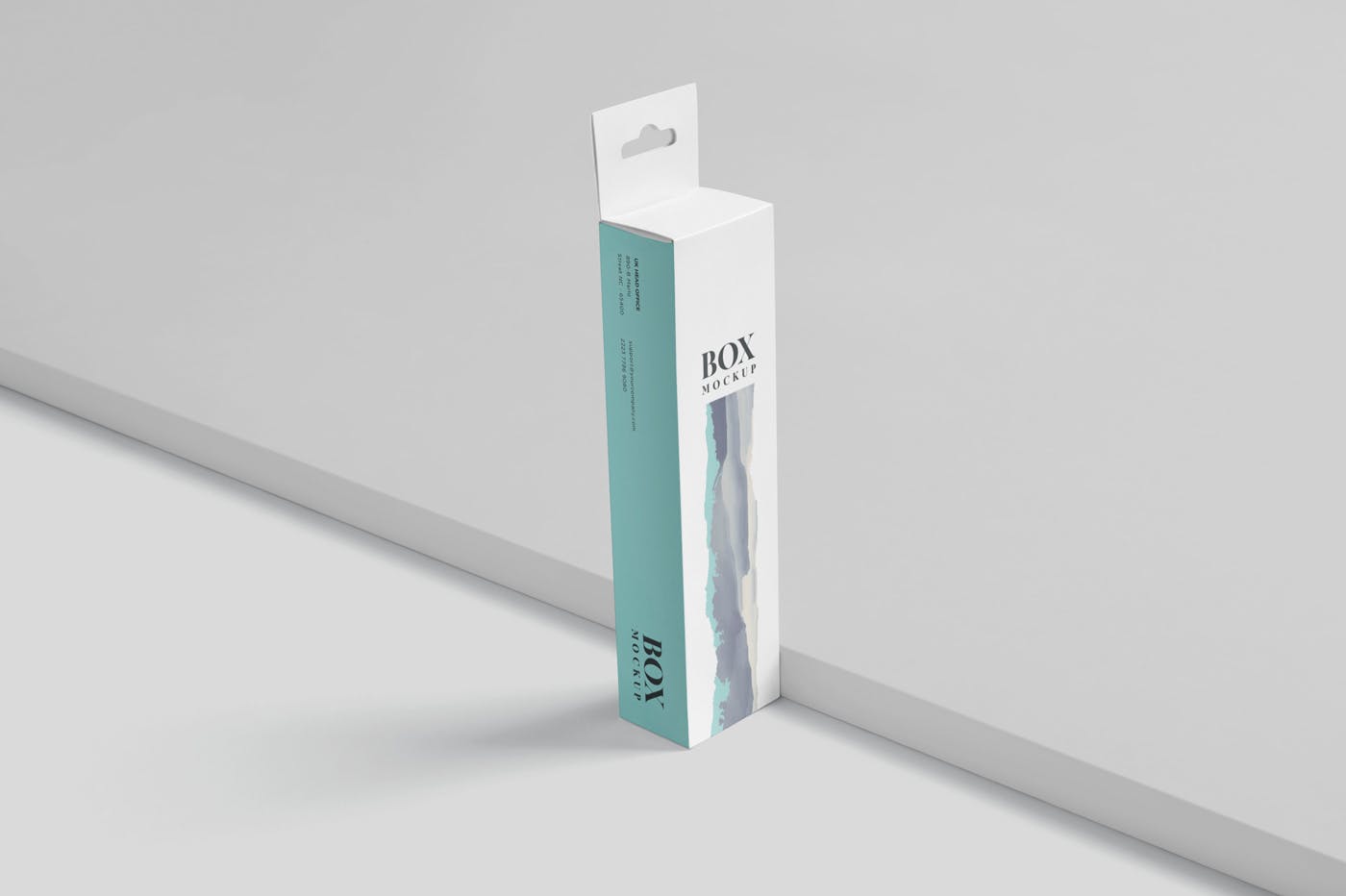 超薄矩形长条包装盒外观设计效果图素材库精选 Box Mockup PSDs – High Slim Rectangle Size Hanger插图(2)
