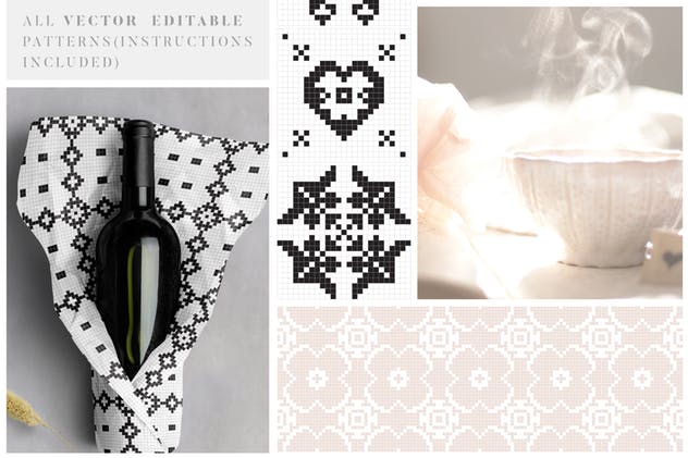 刺绣风格矢量图案 Embroidery Style Vector Patterns插图(4)