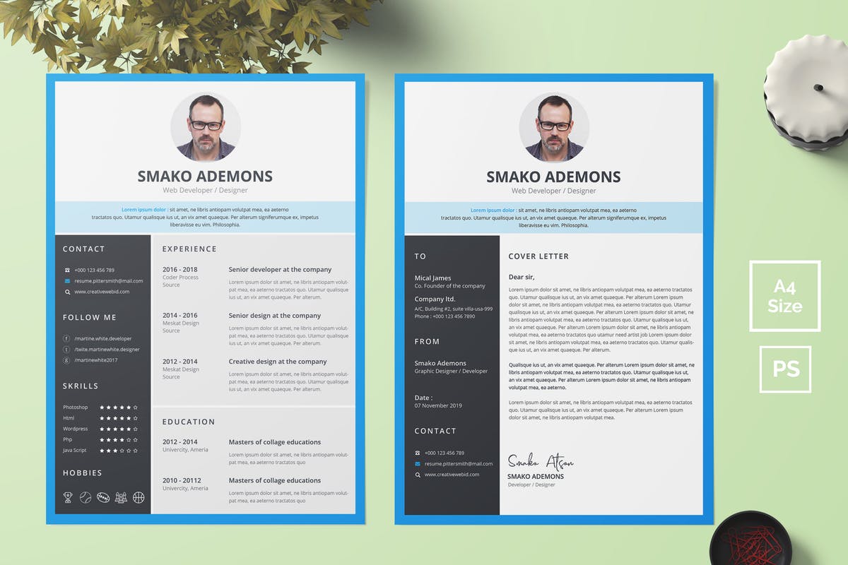 个人电子简历&推荐信二合一设计模板 Resume Template 37插图