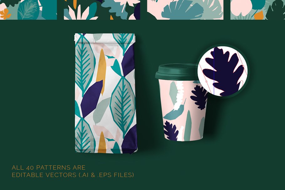 热带丛林矢量图案纹理 Jungle Tropics- Vector Patterns插图(1)