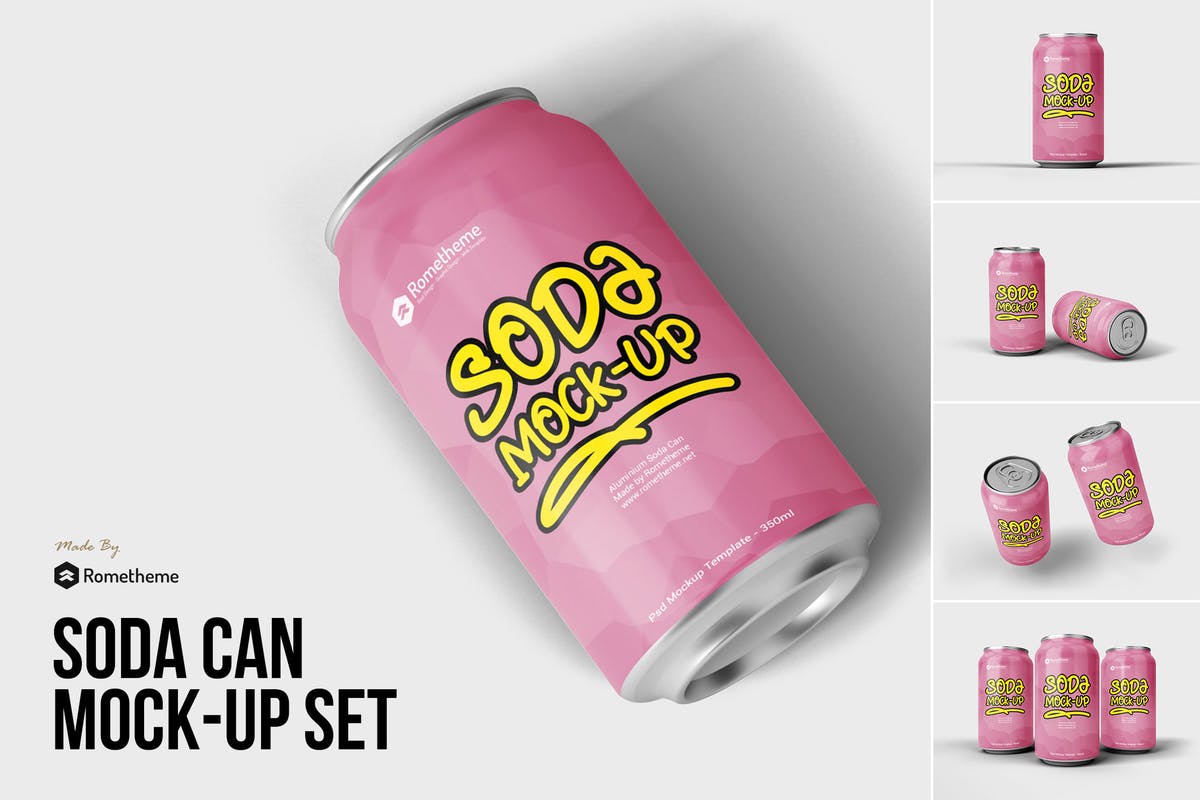 苏打汽水易拉罐外观设计样机 Soda can mockup vol.1插图