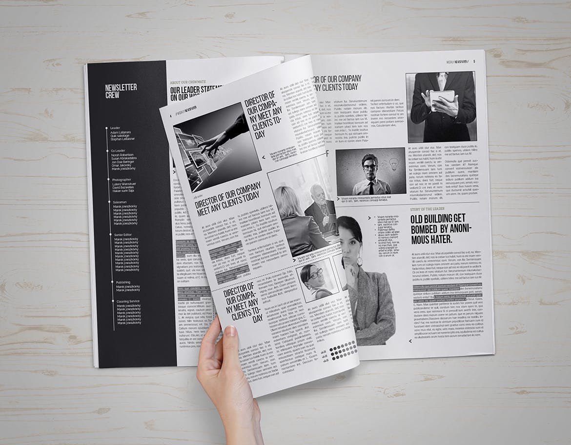 企业品牌内宣报纸设计模板 InDesign Newspaper Template插图(2)