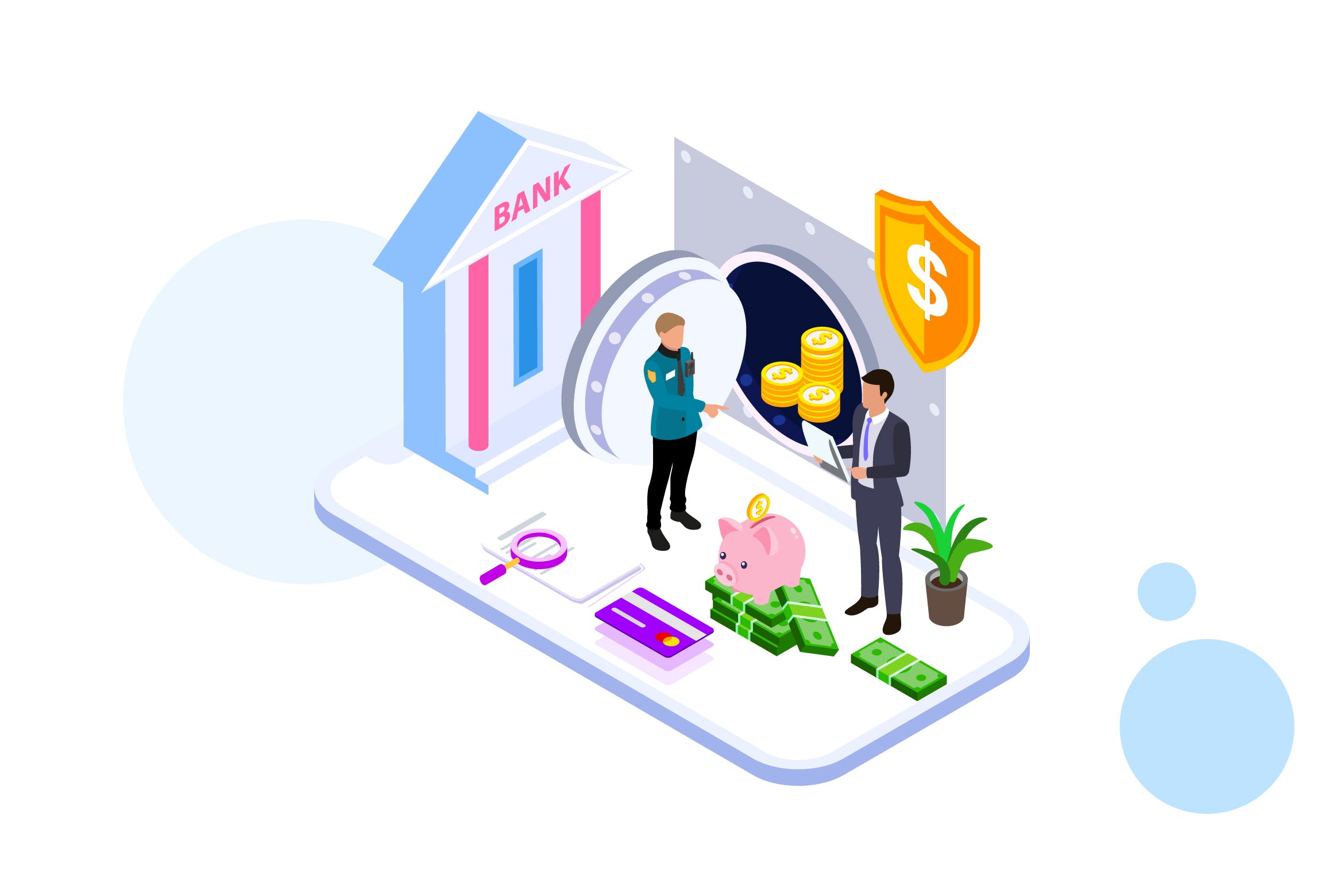 存钱计划金融业务场景矢量等距概念插画v3 Saving Money by Finance Isometric – FV插图