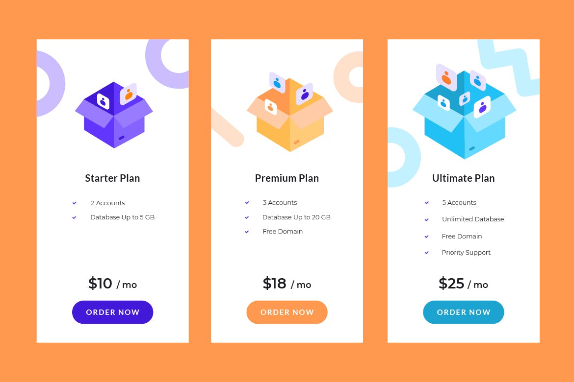 网站服务阶梯价格表单设计模板v6 Pricing Table Vol.6插图(1)