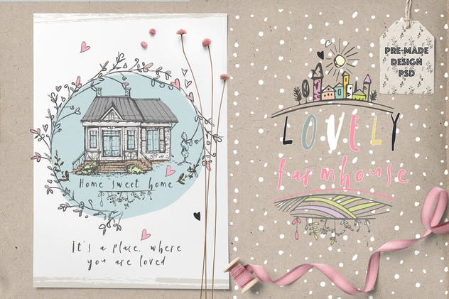 农场の爱水彩插画元素合集 LOVE IN THE FARMHOUSE插图(1)