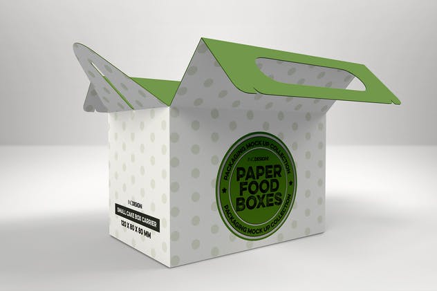 小蛋糕/糕点包装盒子样机 Small Cake Box Carrier Packaging Mockup插图(5)