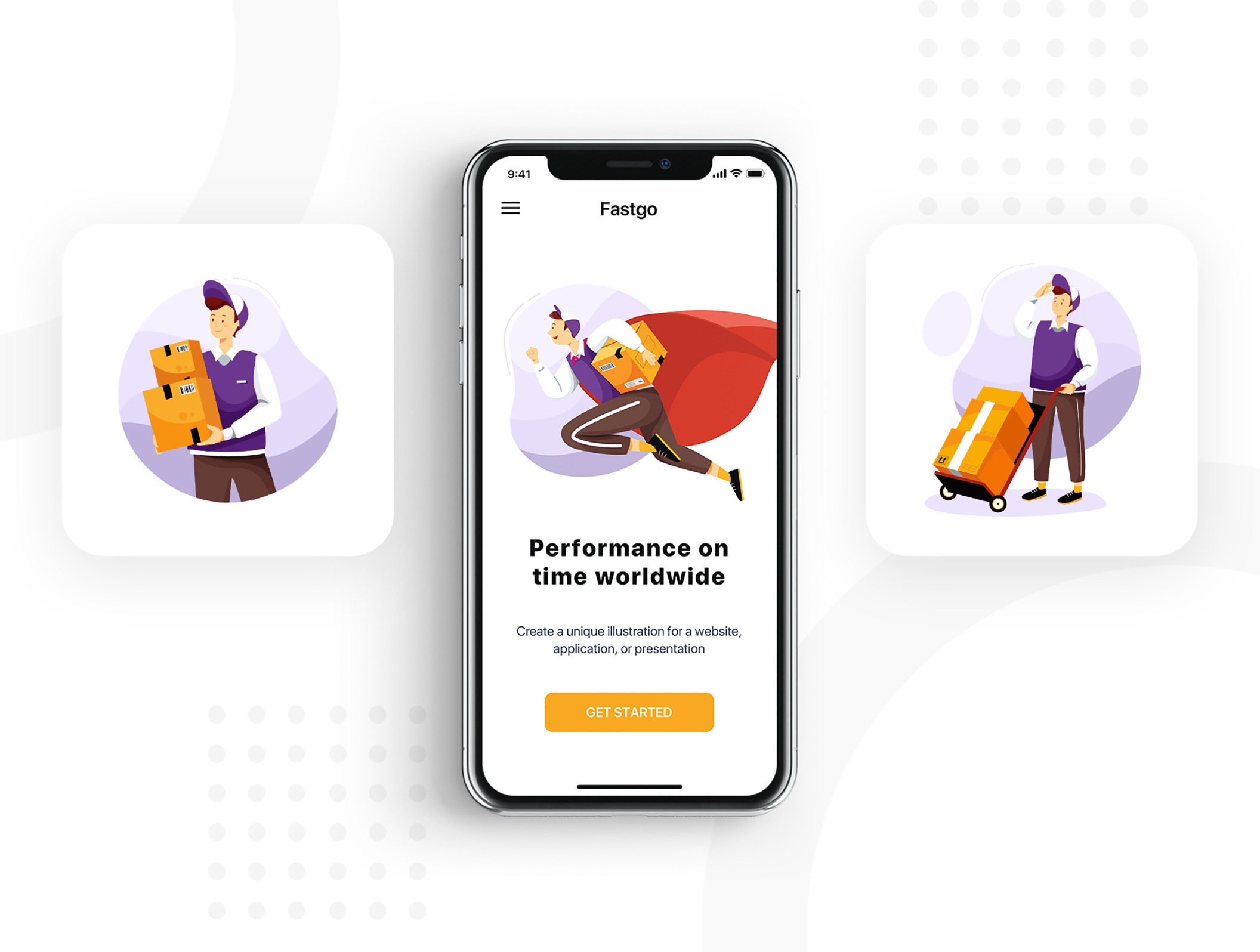 素材库下午茶:交付配送服务主题矢量插画UI设计素材插图(1)
