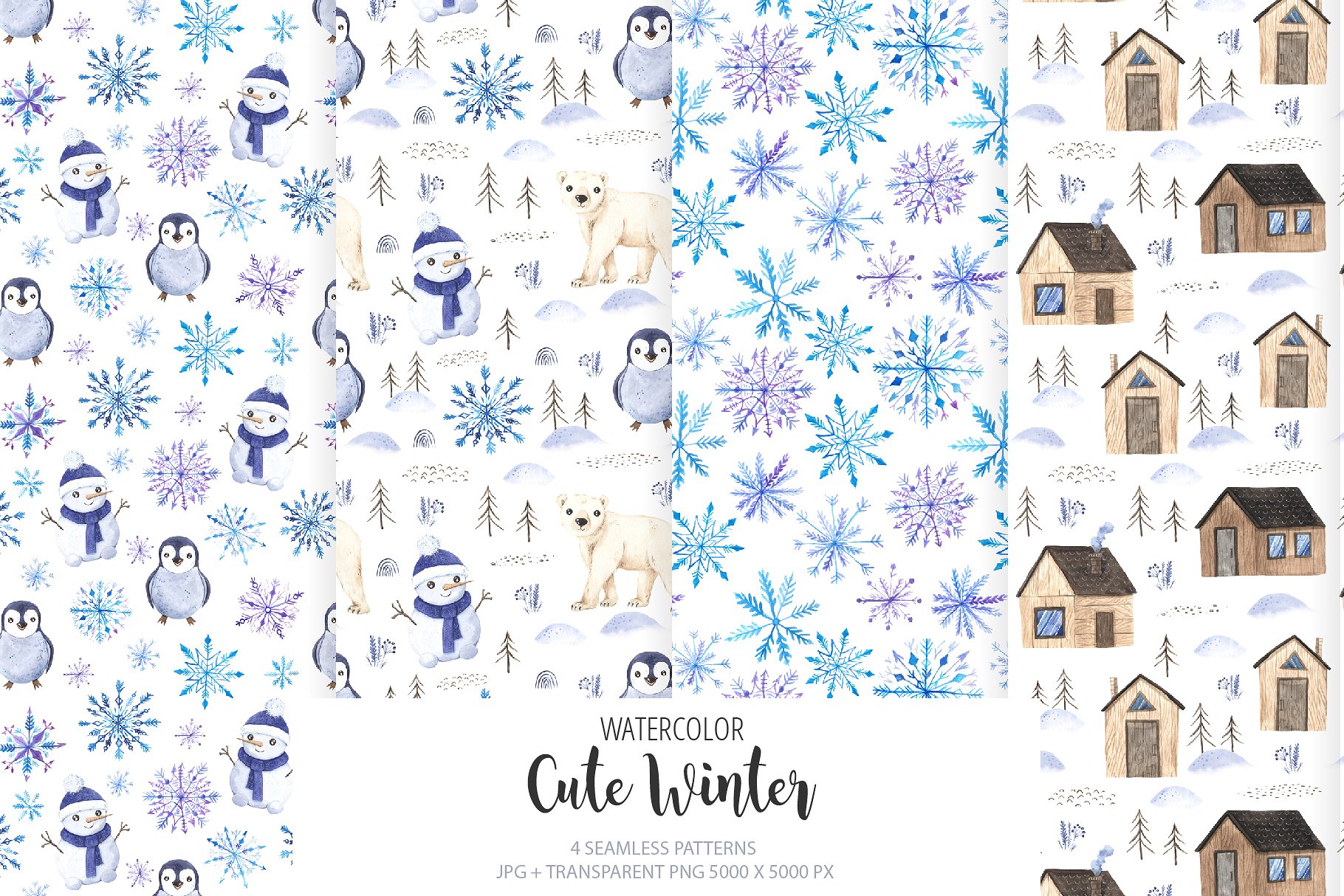 手绘可爱的冬季水彩素材合辑下载 BUNDLE Winter Hygge Watercolor Kit [png,jpg] 1.30 GB插图(4)