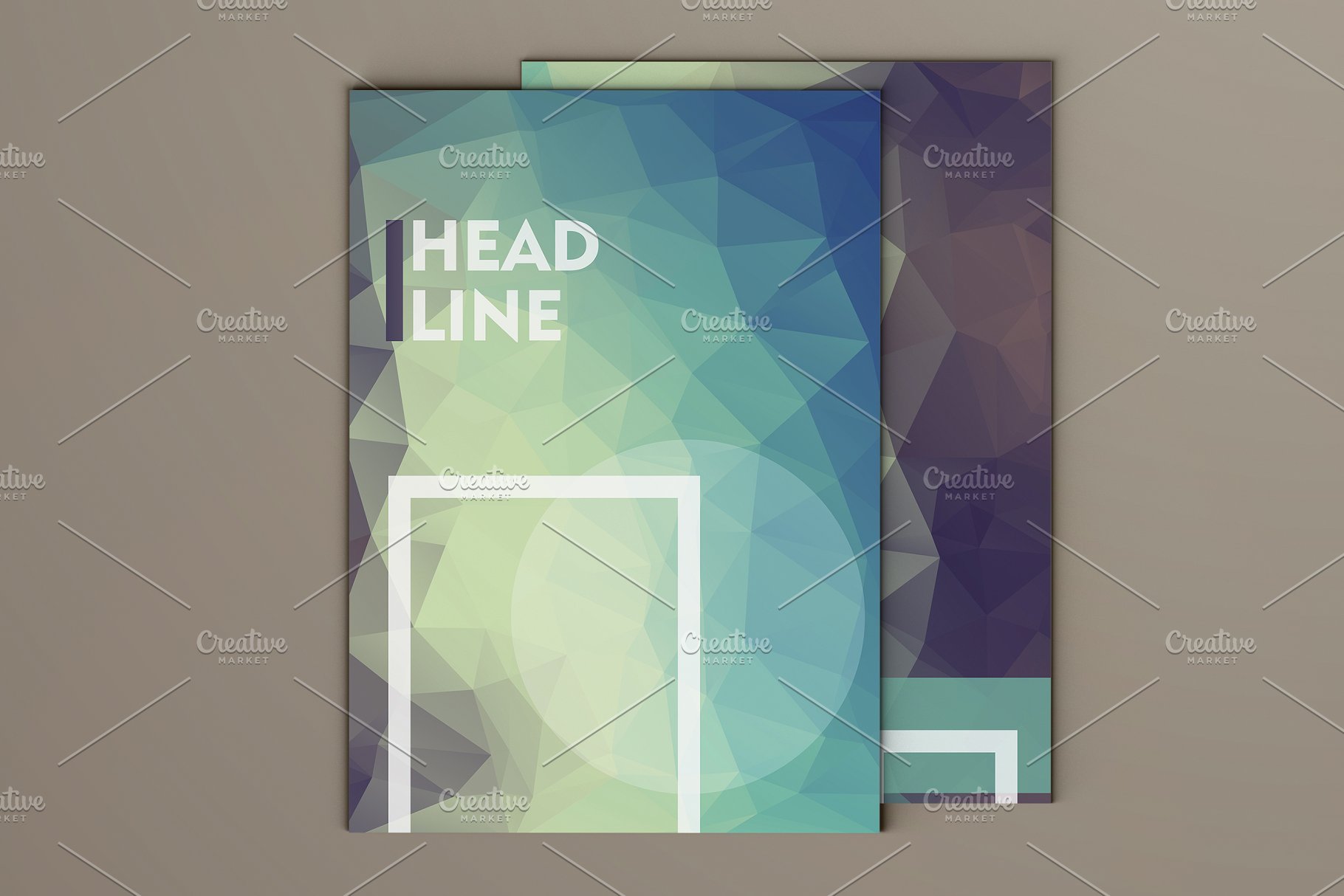 多色抽象多边形风格的精美小册子模板  Brilliant brochures in poli style插图(3)