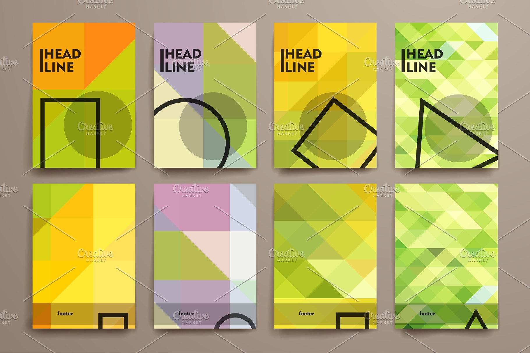 几何图形背景画册模板合集 Big Pack Geometrical Brochures插图(1)