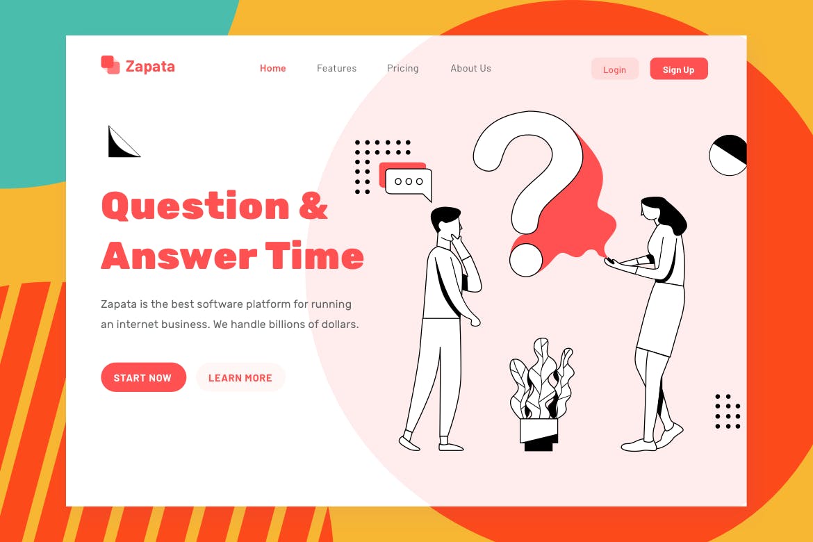 FAQ主题网站设计简笔画矢量插画设计素材 Zapata – FAQ Header插图(1)