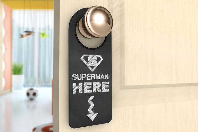 门钩门把手粉笔艺术字体吊牌样机模板 Chalkboard Door Hanger Mock-Ups插图(2)