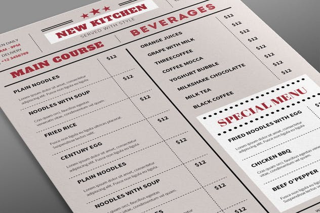 超简约餐厅菜单文字排版设计模板 Flat Menu Resto插图(2)