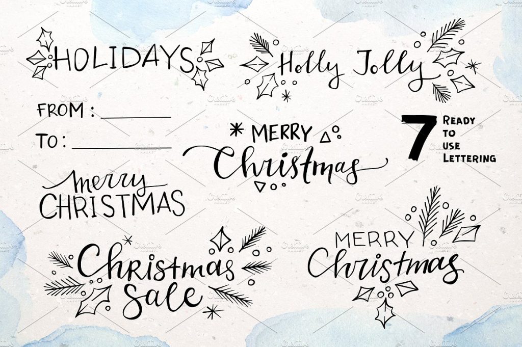 手绘冬日树木圣诞节素材打包下载[png,jpg]插图(3)