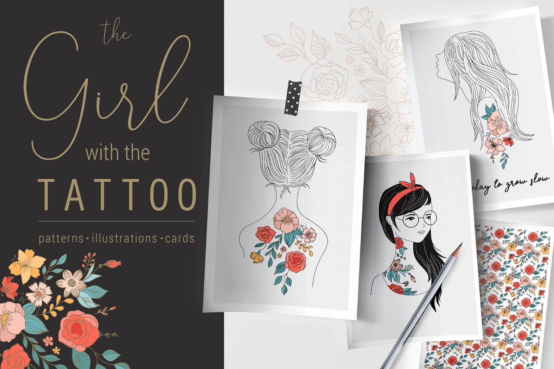 纹身少女矢量剪贴画 The Girl with the Tattoo Collection插图