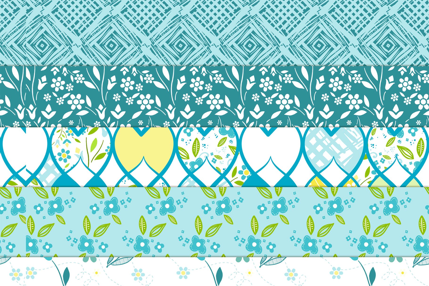 乡村花卉图案数码纸张纹理 Country Flower Pattern Digital Paper插图(5)