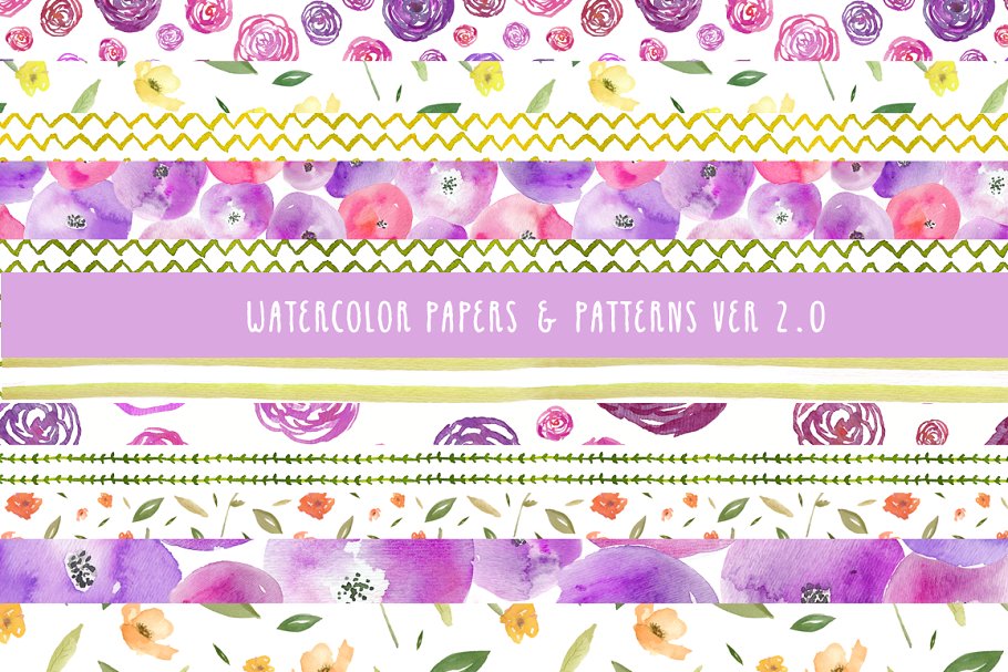 水彩花卉植物图案纹理 Watercolor Patterns 2插图