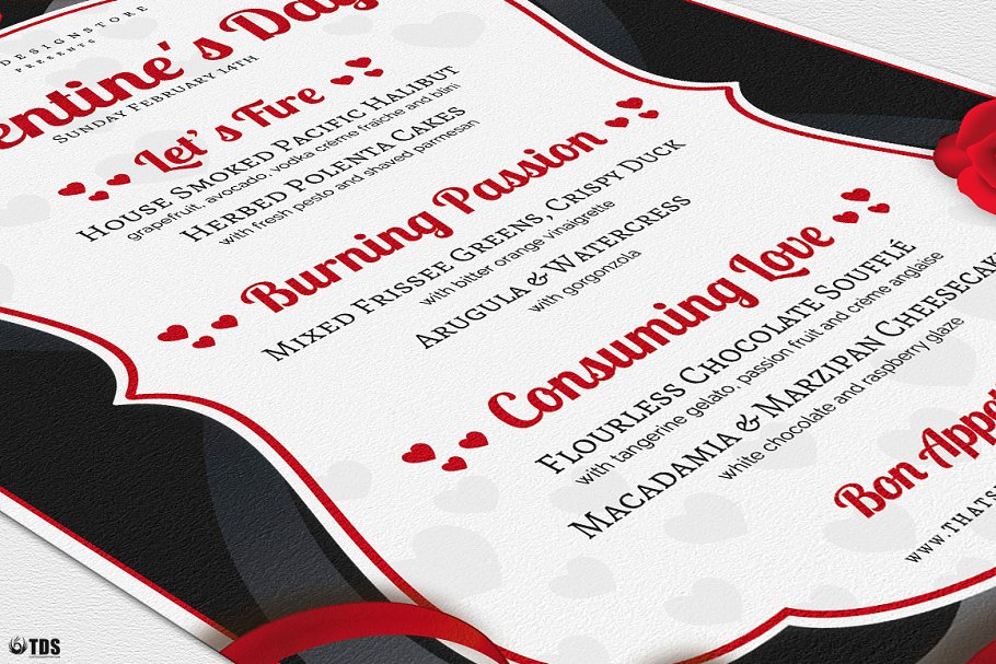 情人节主题传单活动目录PSD模板v8 Valentines Day Flyer+Menu PSD V8插图(6)