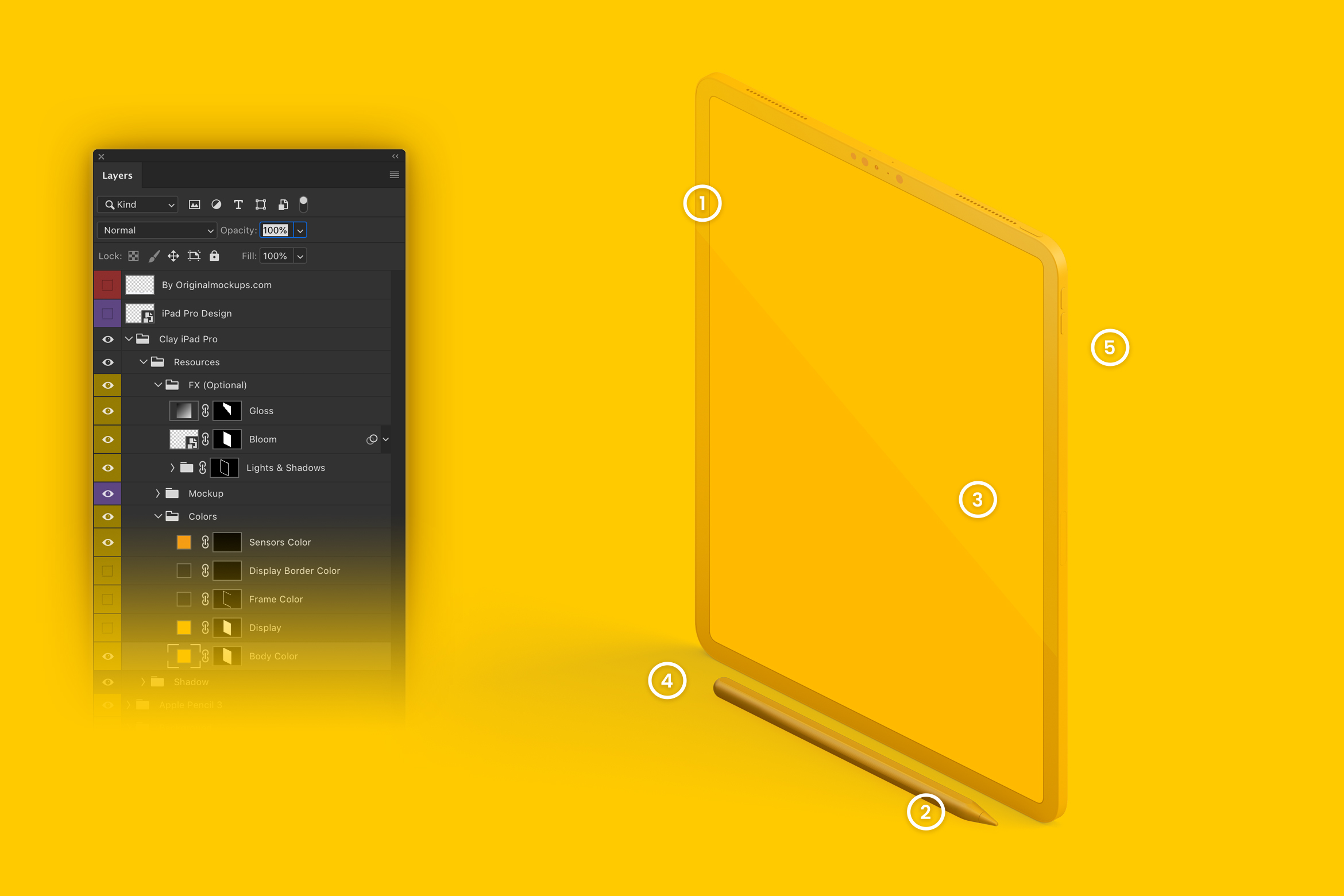 iPad Pro平板电脑屏幕等距左视图样机02 Clay iPad Pro 12.9” Mockup, Isometric Left View 02插图(5)