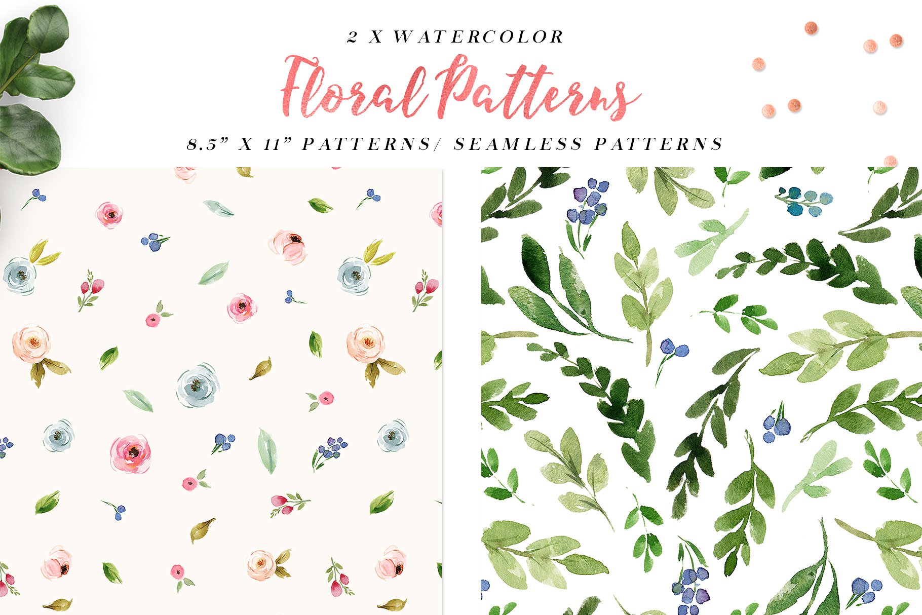 浪漫水彩花卉插画设计套装 Watercolor Romantic Flower插图(3)