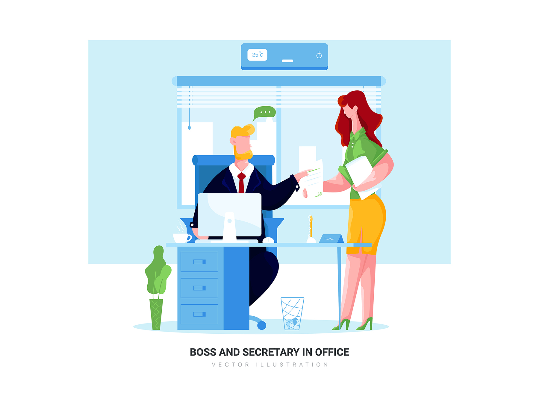 素材库下午茶：10个商务办公主题矢量场景插画集插图(8)