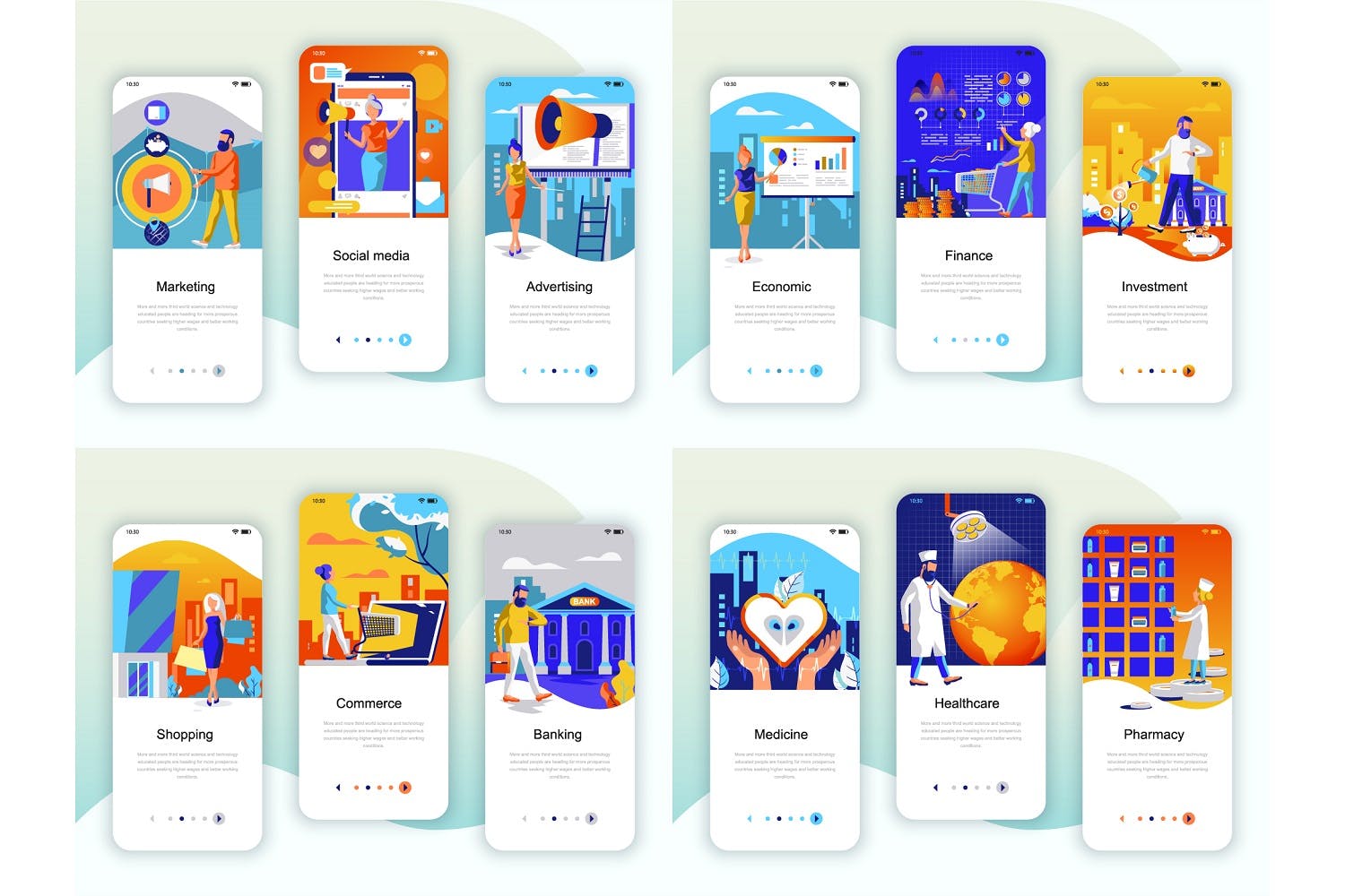 55+行业主题概念插画APP启动页引导页设计模板合集v2 BIG Collection Instagram Stories Onboarding Screen插图(1)