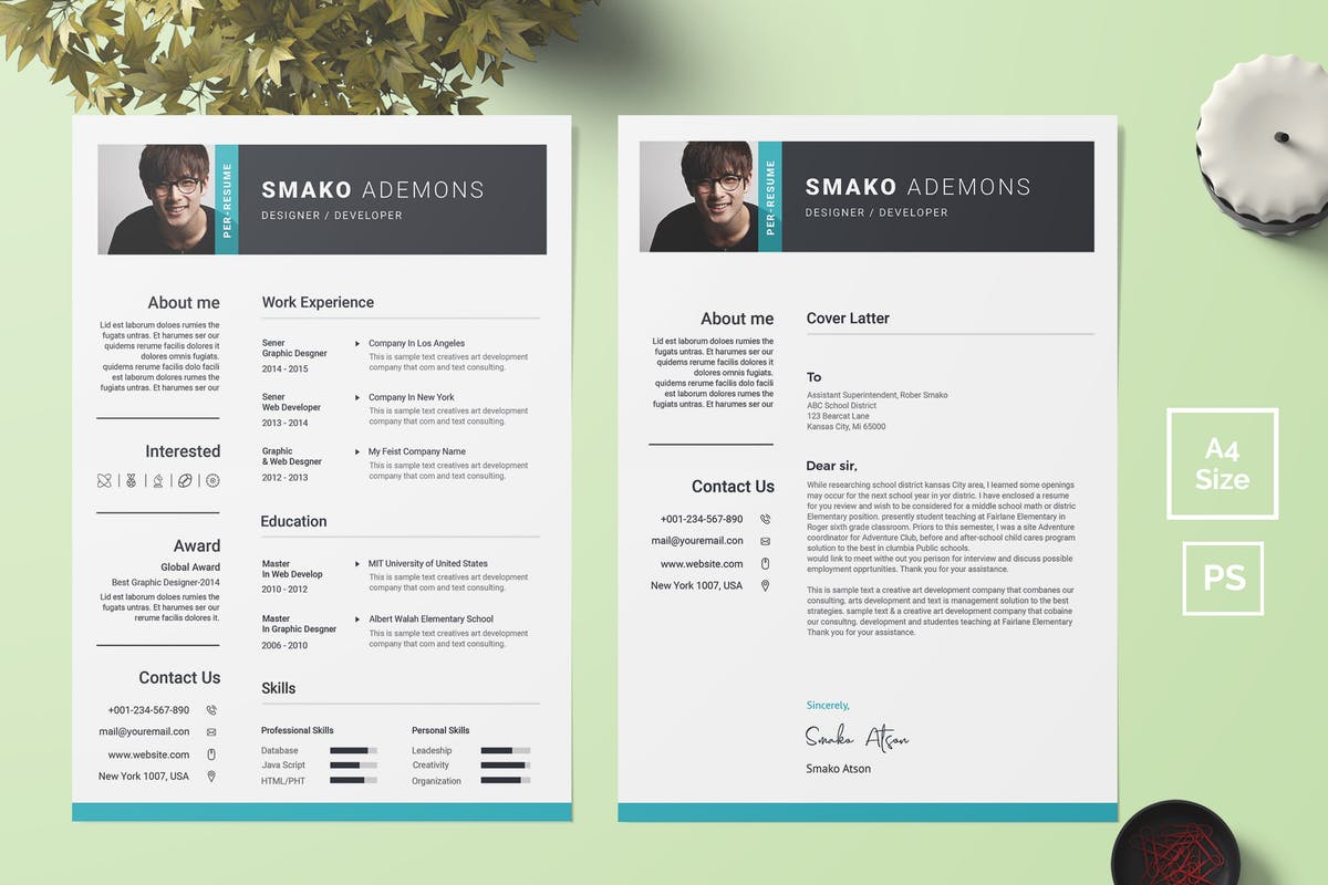 个人应聘简历&介绍信二合一多格式模板 Resume Template 38插图